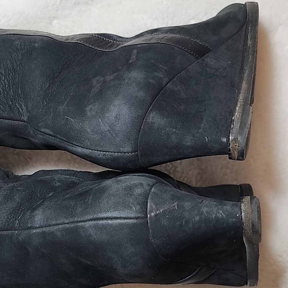 Fendi Wedge  Suede  Fur Trim Black  Knee High Boots Size 38 1/2 - Picture 8 of 16
